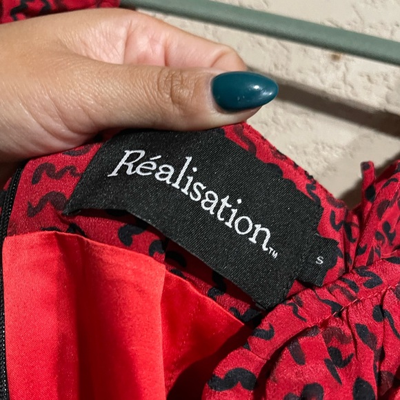 Realisation Par | The Venus Silk Dress in red squiggle size small - Picture 5 of 7